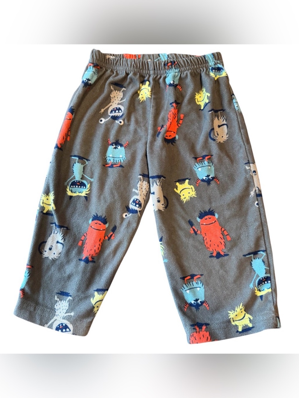 Carter's Boys 18M Gray Pajama Pants with Colorful Monster Print - EUC/No Flaws